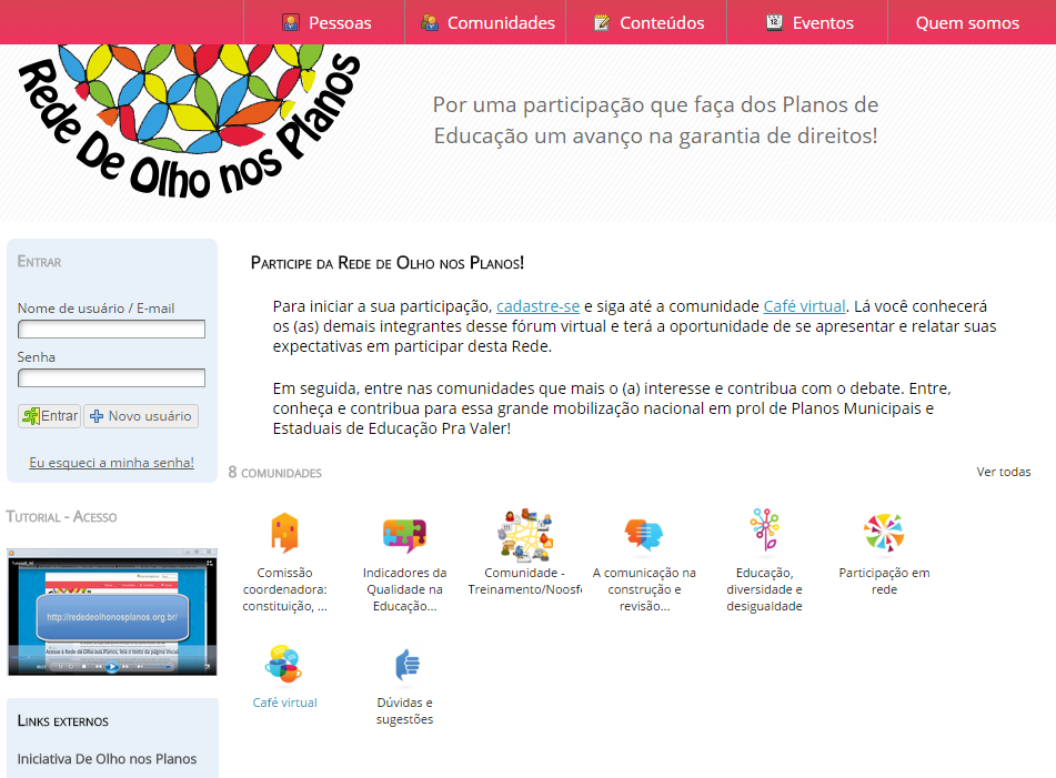 Rede De Olho nos Planos_página inicial