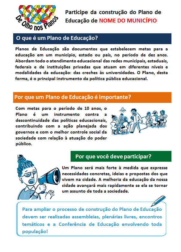 De Olho nos Planos disponibiliza modelo de folder sobre Plano Municipal de  Educação - De Olho nos Planos