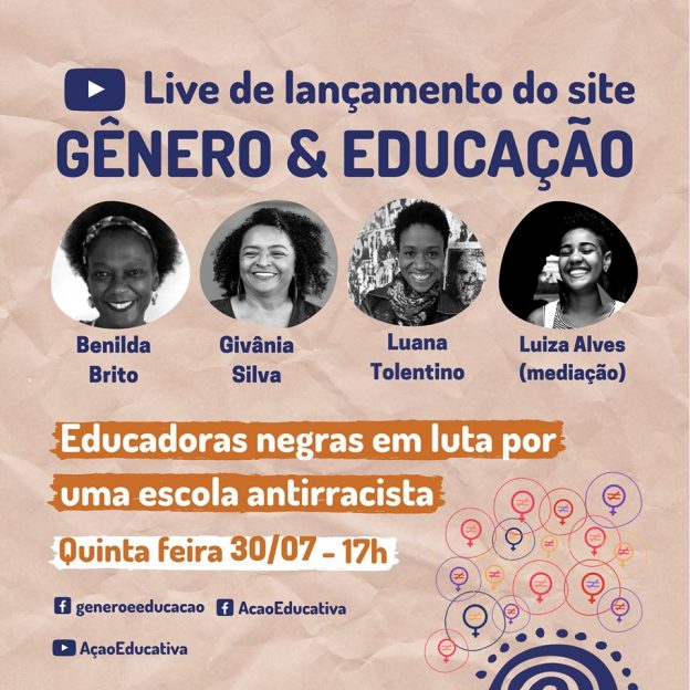 O novo portal Gênero e Educação será lançado acompanhado de live com o tema "Educadoras negras em luta por uma escola antirracista